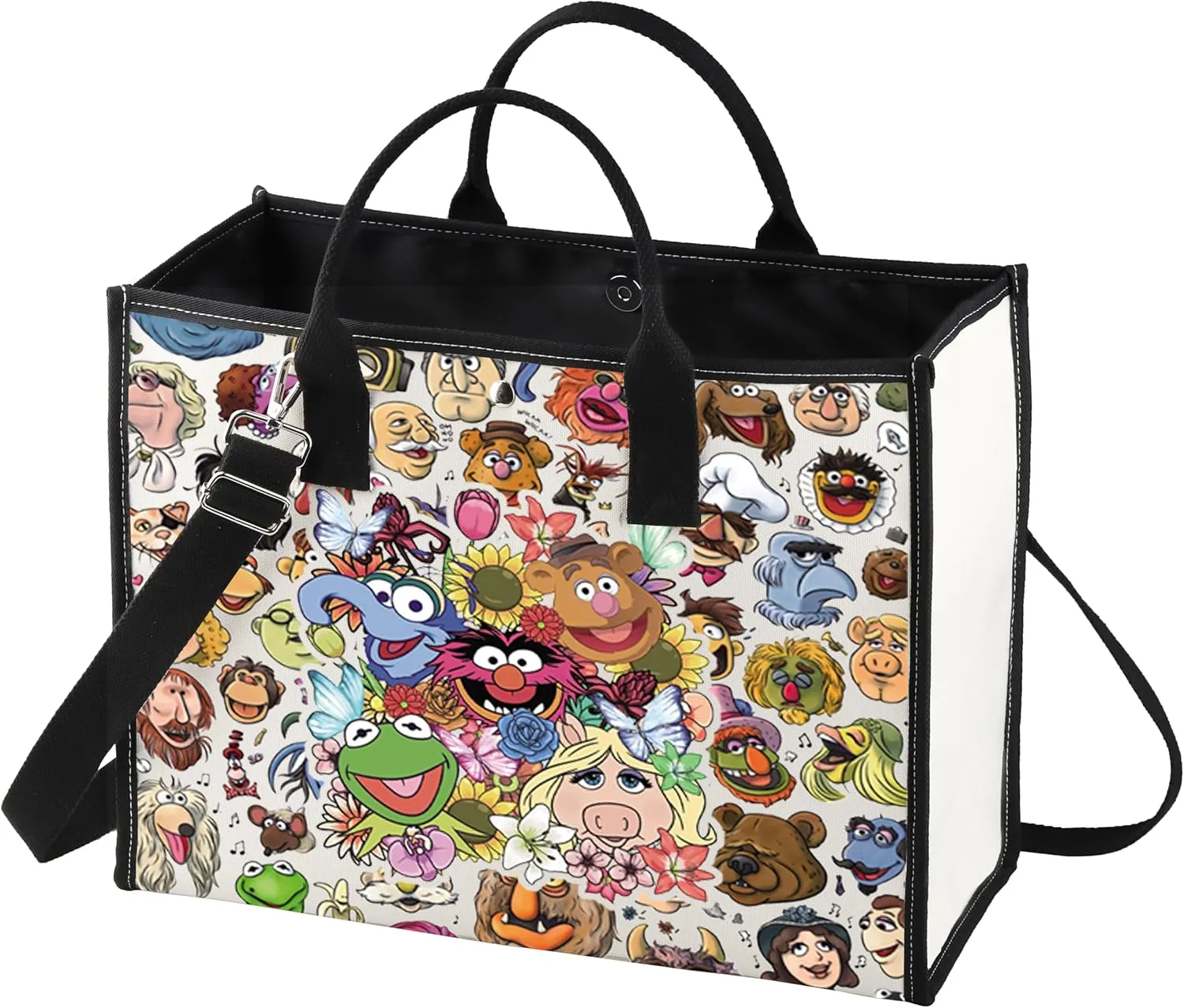 LEVLO Bear & Frog Tote Bag Cartoon Pig Fans Gift Cartoon Animal Shoulder Bag Bear & Frog Movie Merch