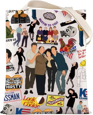 LEVLO Funny George & Jerry Tote Bag Elaine & Cosmo Fans Gift George Shoulder Bag American Sitcom TV Show Merchandise