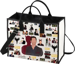 LEVLO Lucifer Tote Bag Lucifer Morningstar Fans Gift Lucifer Lux Nightclub Shoulder Bag Lucifer Merchandise