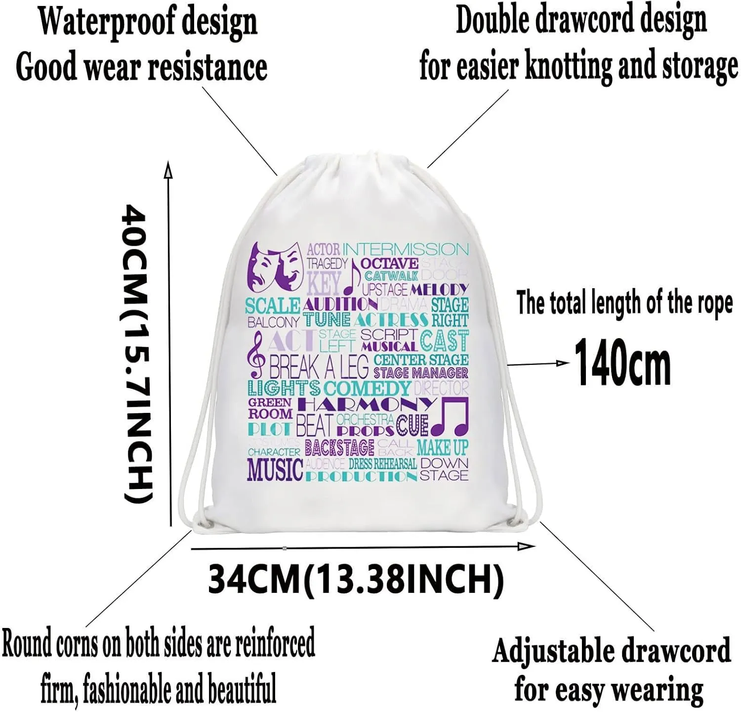 LEVLO Mask Musical Canvas Tote Bag Drama Theater Gifts Musical Theatra Fans Shoulder Bag For Theatre Lover
