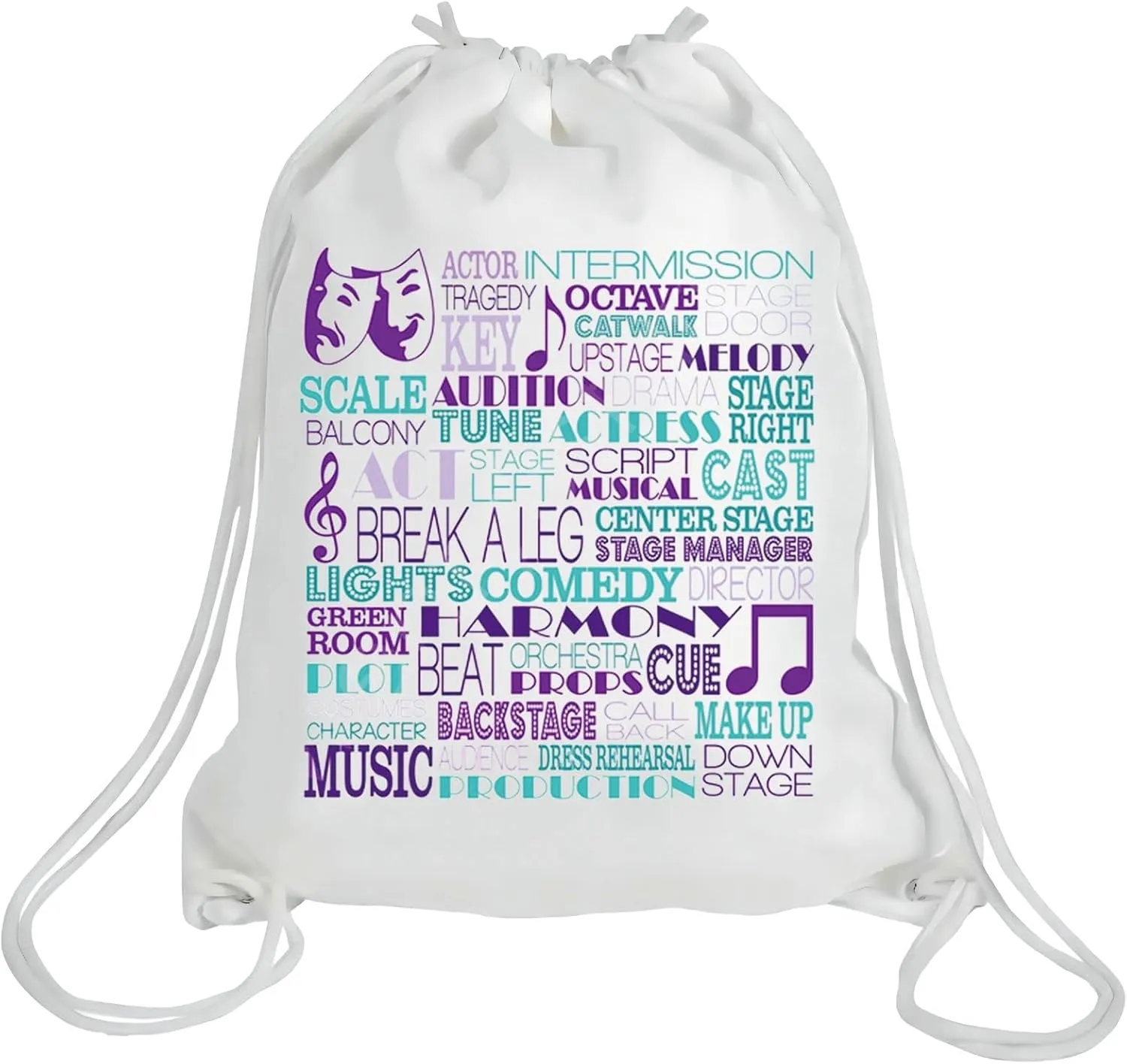 LEVLO Mask Musical Canvas Tote Bag Drama Theater Gifts Musical Theatra Fans Shoulder Bag For Theatre Lover