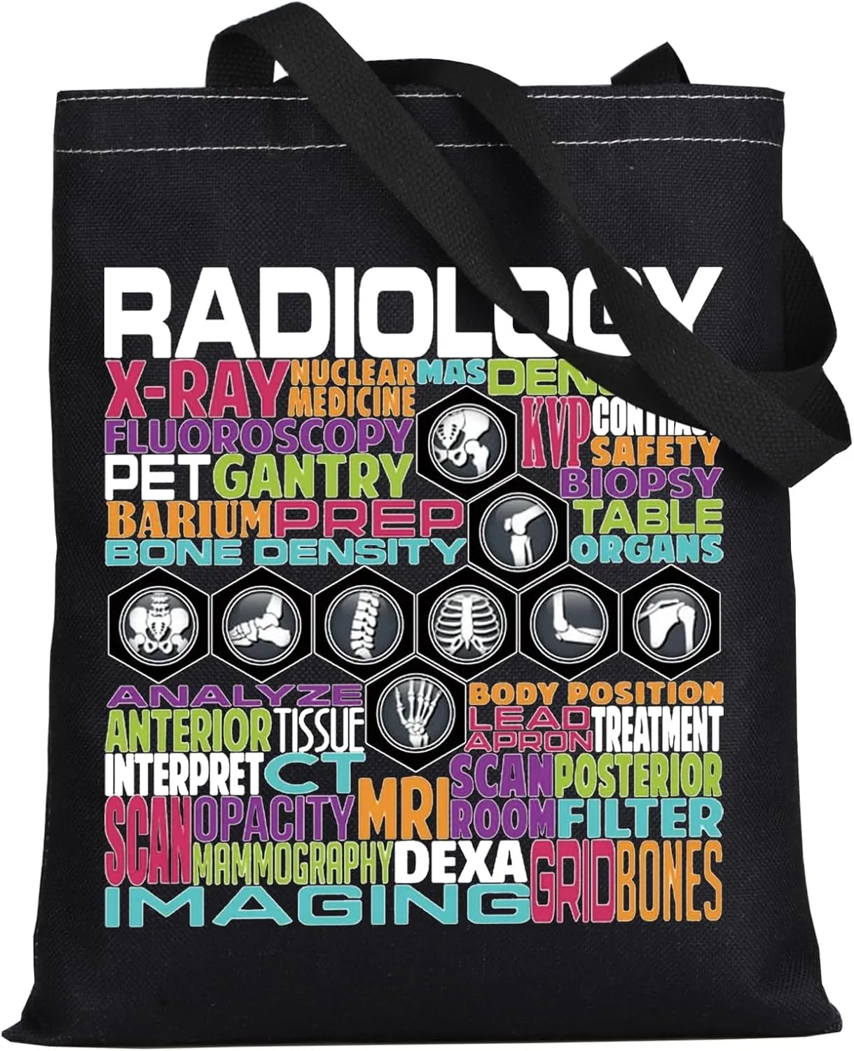 LEVLO Radiology Canvas Tote Bag - Radiologist Gift Shoulder Bag