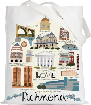 LEVLO Richmond Virginia Canvas Tote Bag Richmond Souvenirs Gifts Virginia Travel Shoulder Bag Virginia Trip Merchandise