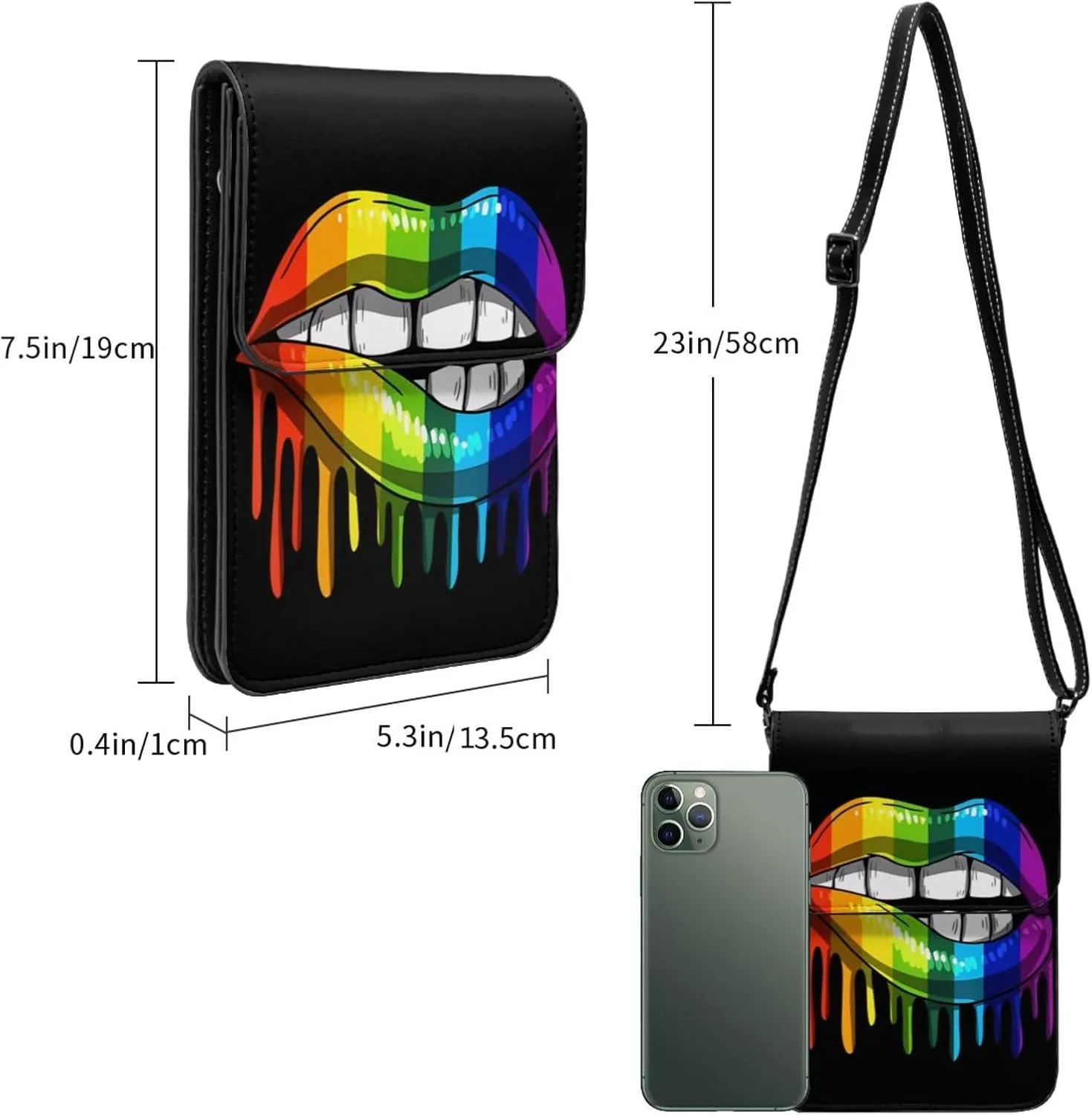 LGBT Pride Rainbow Gay Leather Crossbody Phone Purse for Women Cute Wallet Bags Lightweight Mini Sling Bag