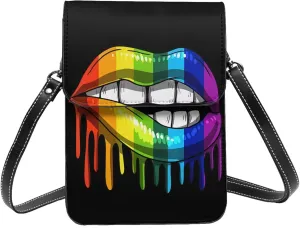 LGBT Pride Rainbow Gay Leather Crossbody Phone Purse for Women Cute Wallet Bags Lightweight Mini Sling Bag