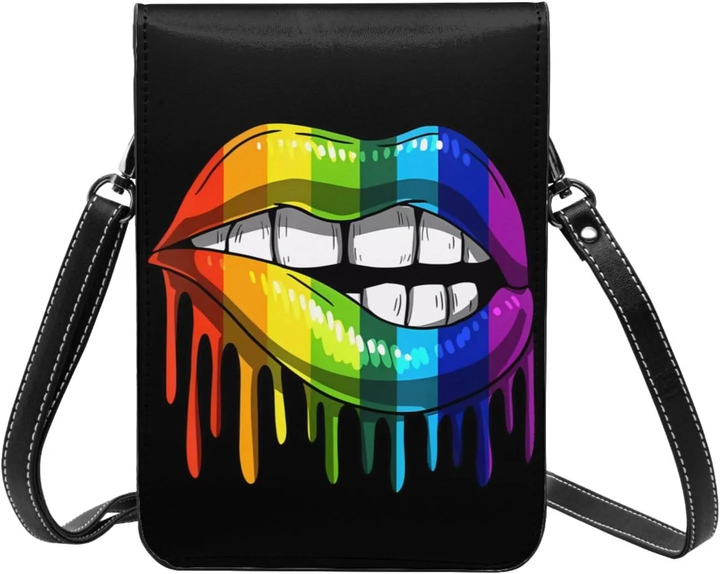 LGBT Pride Rainbow Gay Leather Crossbody Phone Purse for Women Cute Wallet Bags Lightweight Mini Sling Bag