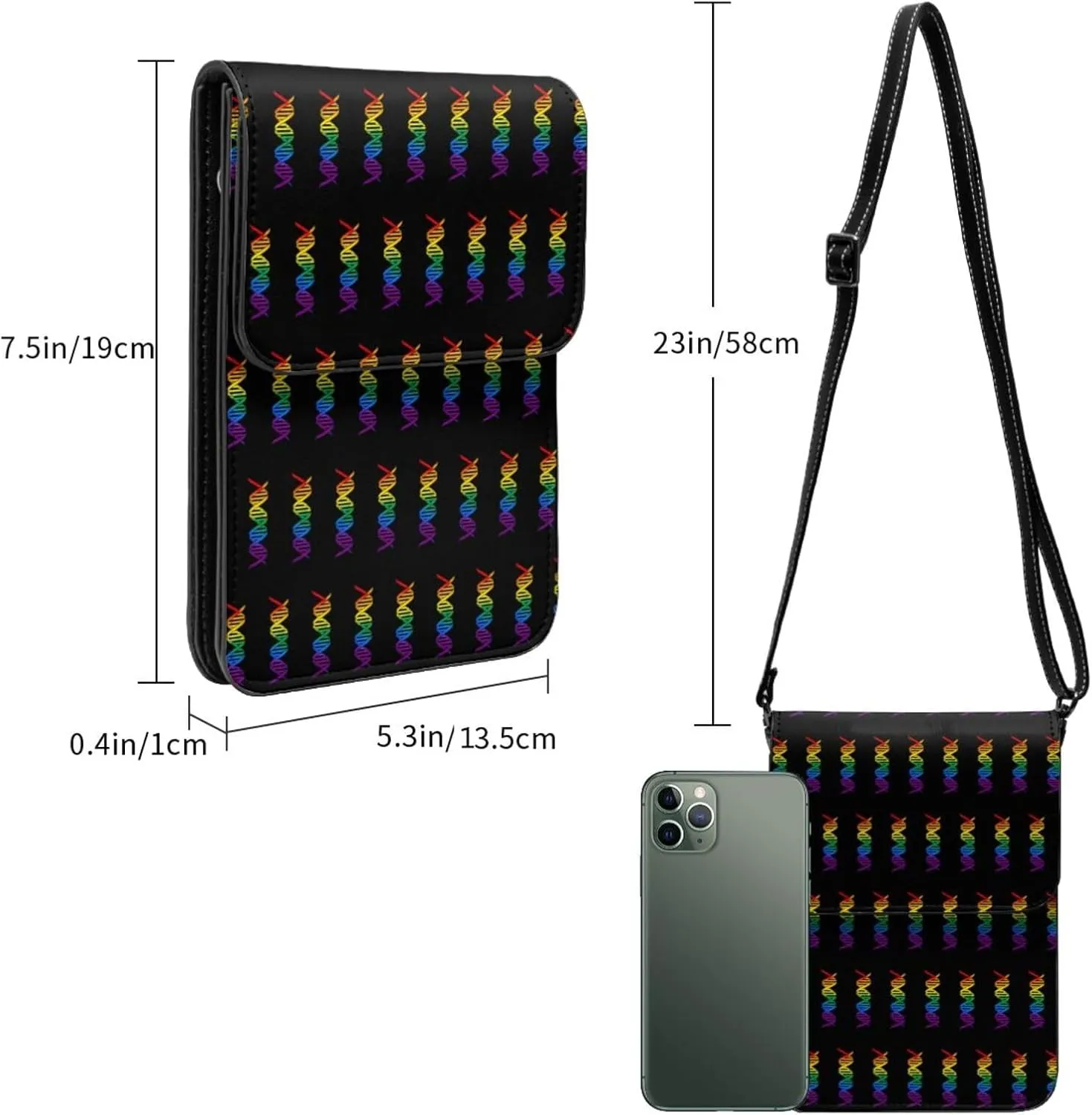 LGBT Pride Rainbow Gay Leather Crossbody Phone Purse for Women Cute Wallet Bags Lightweight Mini Sling Bag