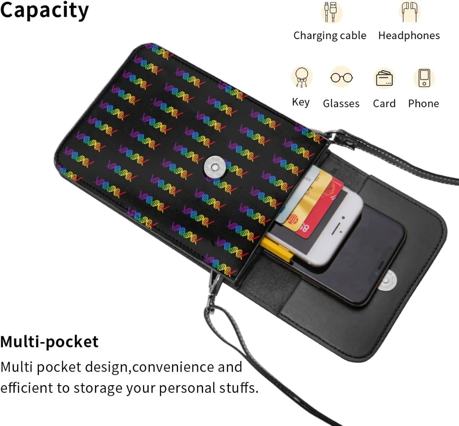 LGBT Pride Rainbow Gay Leather Crossbody Phone Purse for Women Cute Wallet Bags Lightweight Mini Sling Bag
