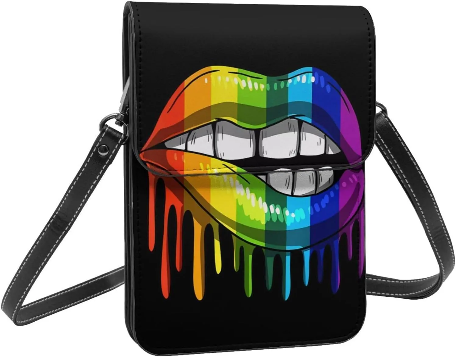 LGBT Pride Rainbow Gay Leather Crossbody Phone Purse for Women Cute Wallet Bags Lightweight Mini Sling Bag