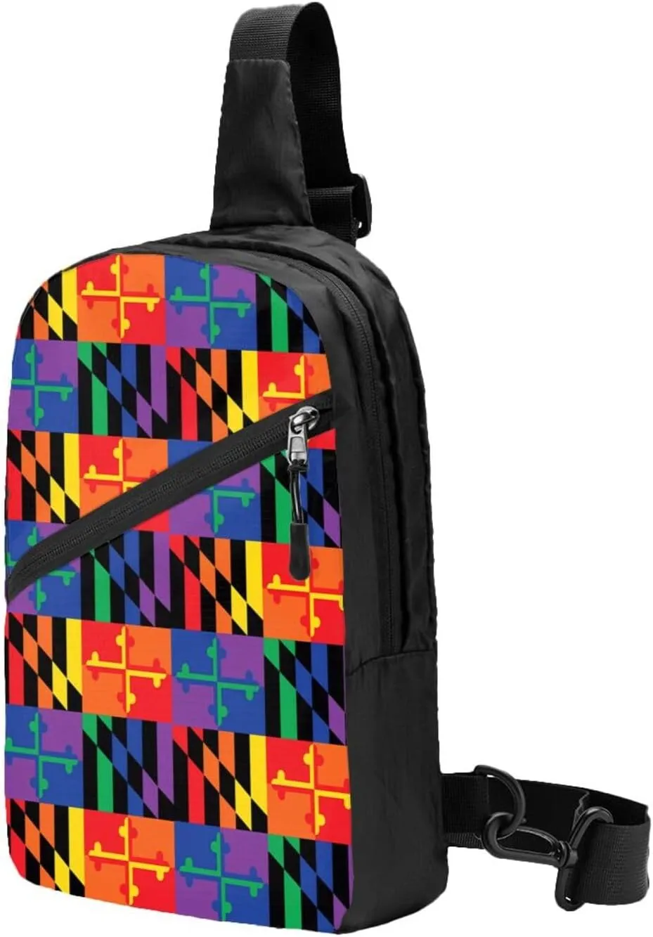 LGBTQ Pride Maryland State Flag Packable Crossbody Bag Portable Sling Bags Foldable Travel Daypack Reusable Sports Shoulder Backpack Diagonally Chest Bag for Workout