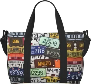 License Plate print Travel Duffel Bag,workout duffel bag, overnight shoulder Bag,Weekender Bag for Women Men
