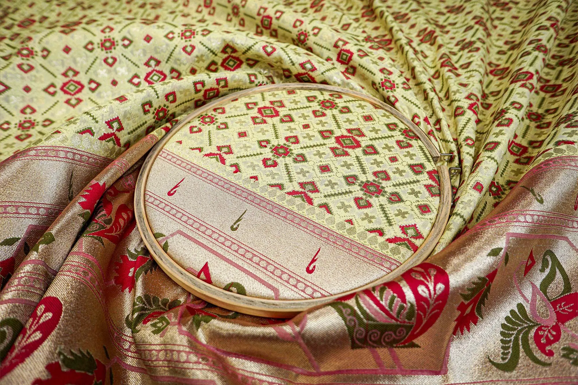 Light Green Banarasi Brocade with Beautiful Traditional Handloom and Border
