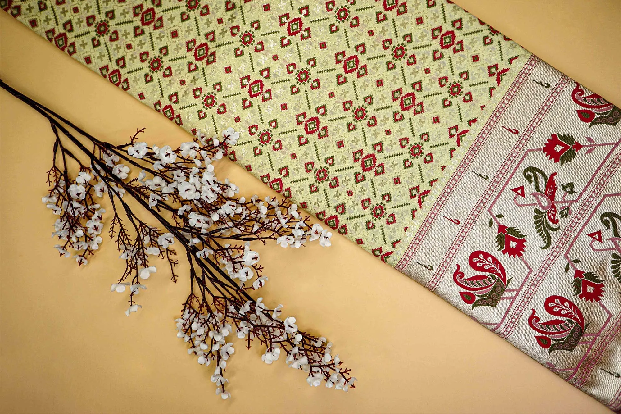 Light Green Banarasi Brocade with Beautiful Traditional Handloom and Border