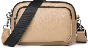 Lightweight Genuine Leather Crossbody Bags for Women,Multi-Pockets Cell Phone Shoulder Purses for Women,Zipper Mini Handbags
