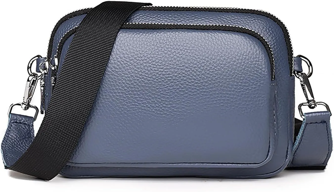 Lightweight Genuine Leather Crossbody Bags for Women,Multi-Pockets Cell Phone Shoulder Purses for Women,Zipper Mini Handbags