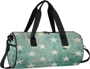 Lightweight Travel Duffle Bag Retro Stars Print Gym Bag for Women Men Stylish Small Duffle Bag for Fitness Yoga Travel Overnight Sport