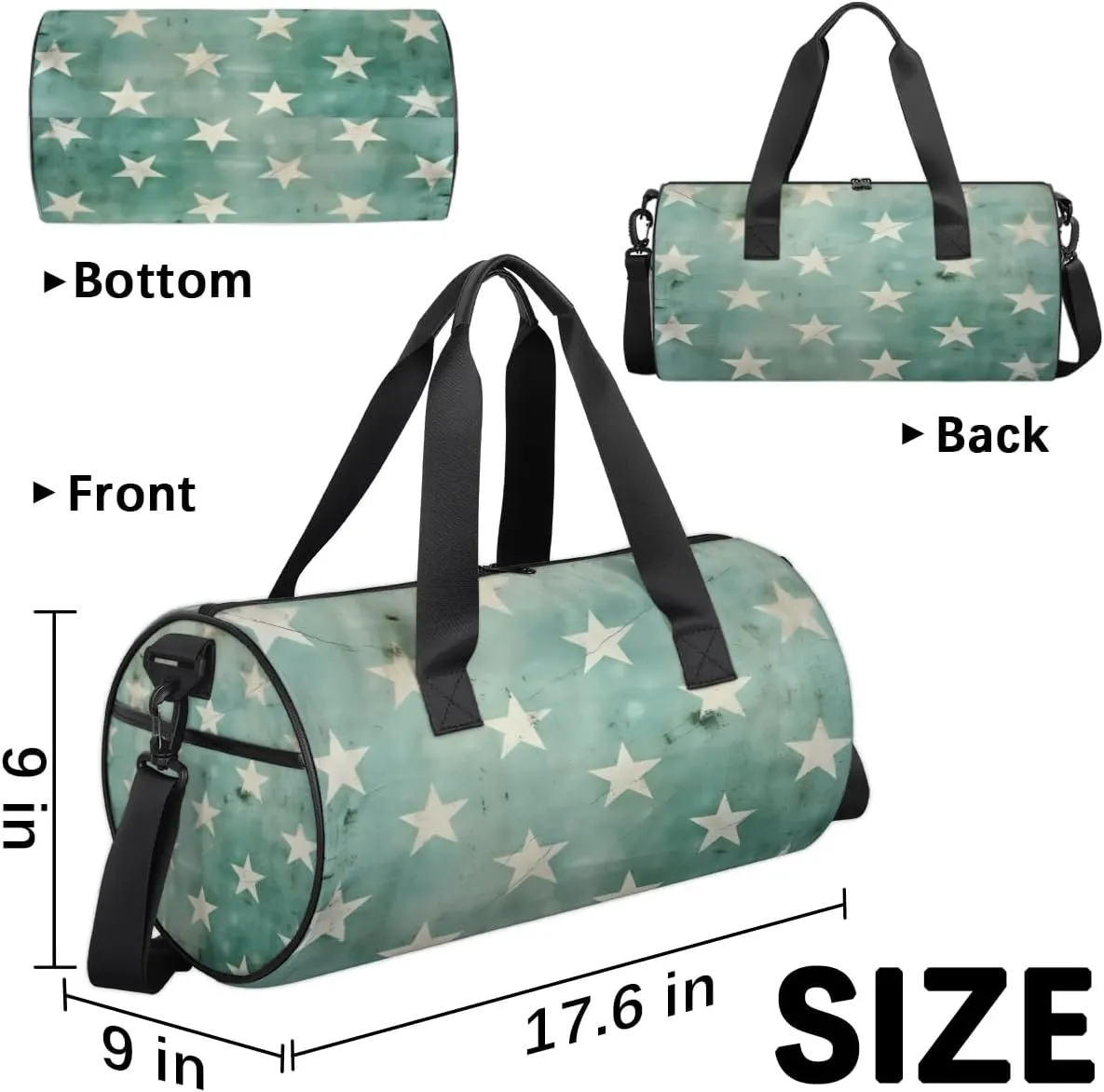 Lightweight Travel Duffle Bag Retro Stars Print Gym Bag for Women Men Stylish Small Duffle Bag for Fitness Yoga Travel Overnight Sport