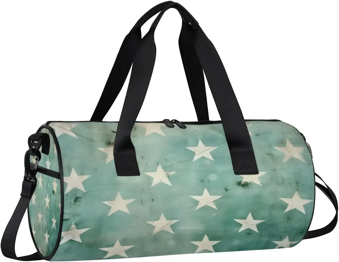 Lightweight Travel Duffle Bag Retro Stars Print Gym Bag for Women Men Stylish Small Duffle Bag for Fitness Yoga Travel Overnight Sport