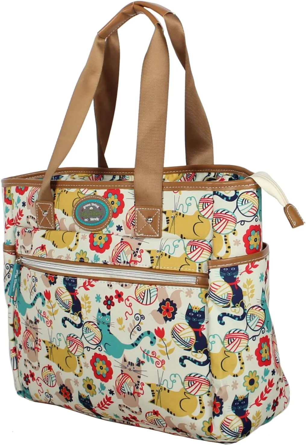 Lily Bloom Pattern Handbag for Women, Large Capacity Tote Bag Satchel Shoulder Bag