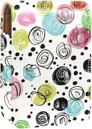 Lipstick Case,Leather Lip Gloss Lipstick Organizer with Mirror,Mini Lipstick Holder Bag,Easter Doodle Ornamental Eggs