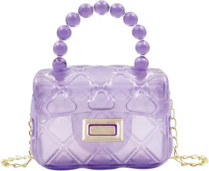 Little Girls Mini Jelly Purse Candy Color Transparent Small Crossbody Bag Cute Princess Handbags with Pearl Handle