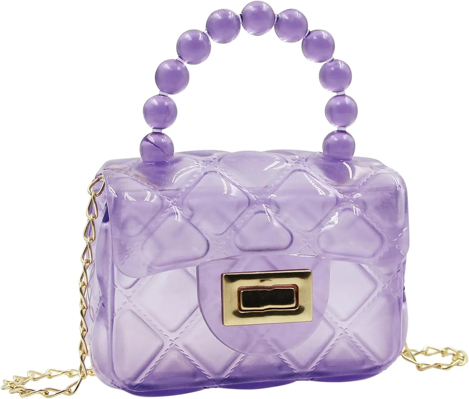 Little Girls Mini Jelly Purse Candy Color Transparent Small Crossbody Bag Cute Princess Handbags with Pearl Handle