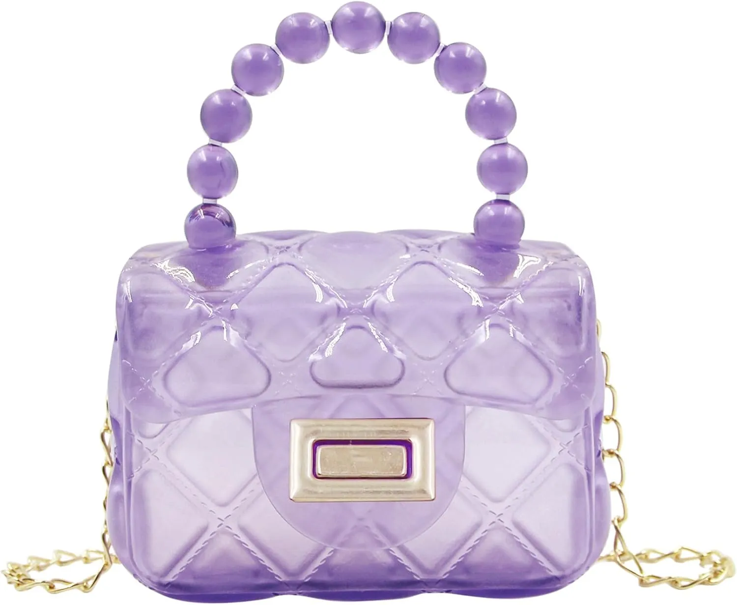 Little Girls Mini Jelly Purse Candy Color Transparent Small Crossbody Bag Cute Princess Handbags with Pearl Handle