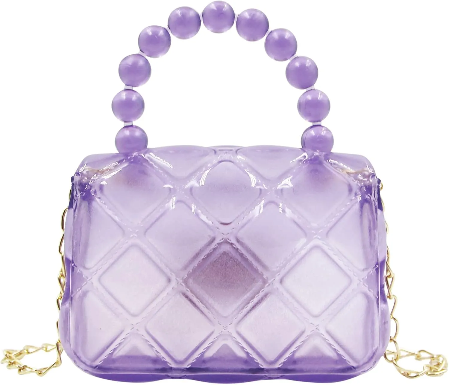 Little Girls Mini Jelly Purse Candy Color Transparent Small Crossbody Bag Cute Princess Handbags with Pearl Handle