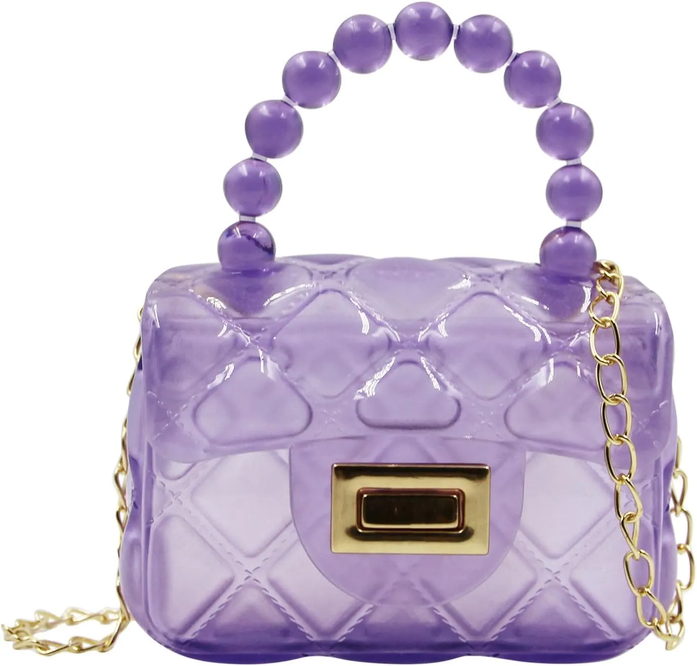 Little Girls Mini Jelly Purse Candy Color Transparent Small Crossbody Bag Cute Princess Handbags with Pearl Handle
