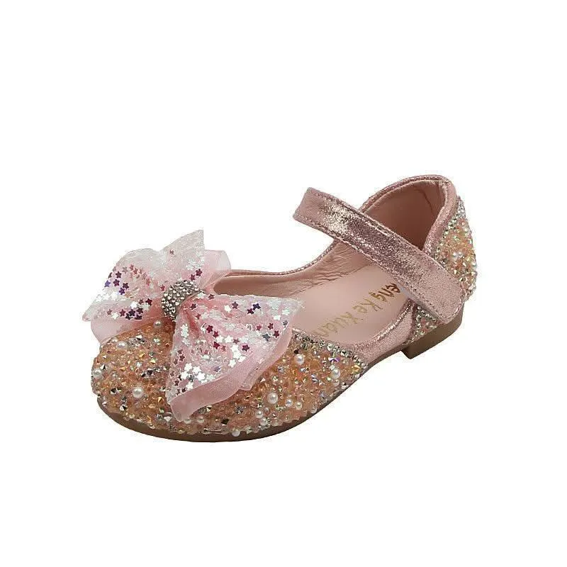 Little Princess Sparkling Crystal Shoes Colorful Glitter Bow Shoes for Girls Fairy Tale Crystal Shoes for Kids