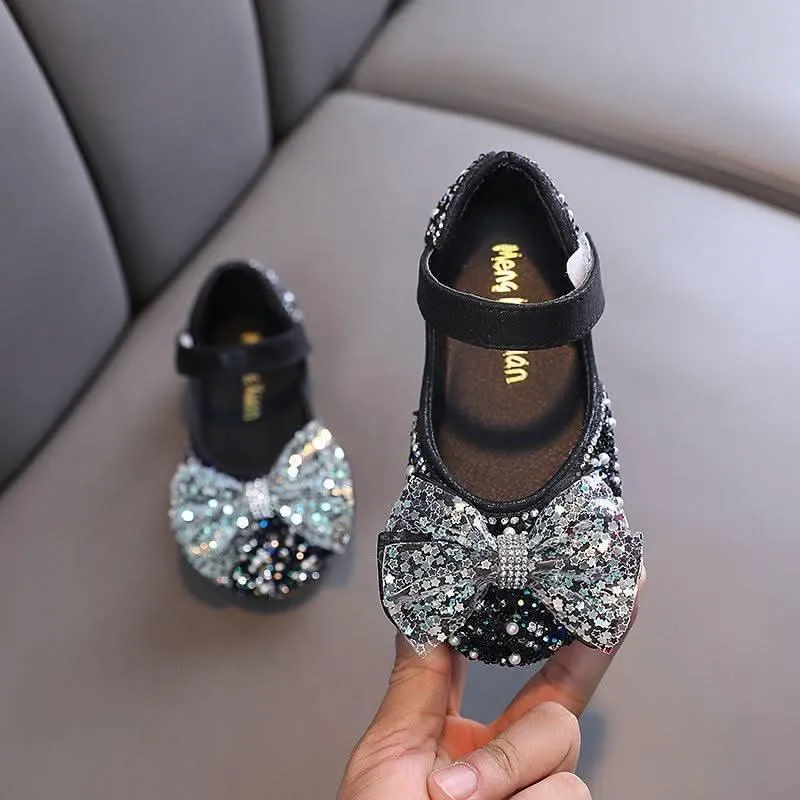 Little Princess Sparkling Crystal Shoes Colorful Glitter Bow Shoes for Girls Fairy Tale Crystal Shoes for Kids