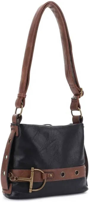 Liz Soto Anna Womens Crossbody Purse - Vegan Leather Over the Shoulder Bags for Women with Horsebit Brass Details