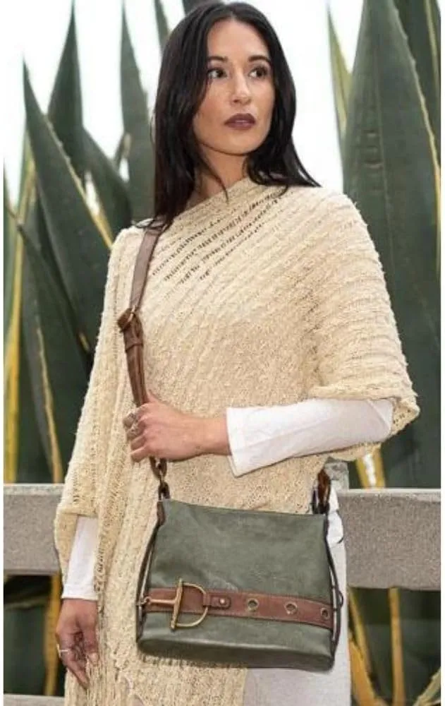 Liz Soto Anna Womens Crossbody Purse - Vegan Leather Over the Shoulder Bags for Women with Horsebit Brass Details