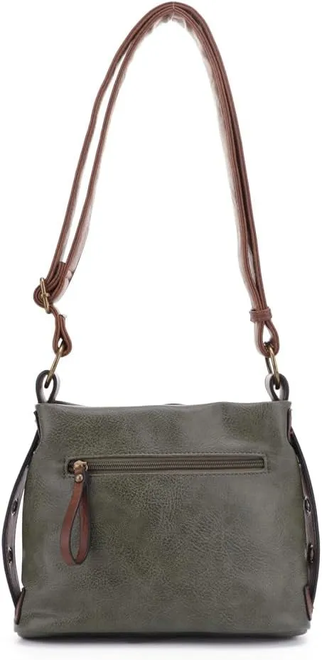 Liz Soto Anna Womens Crossbody Purse - Vegan Leather Over the Shoulder Bags for Women with Horsebit Brass Details