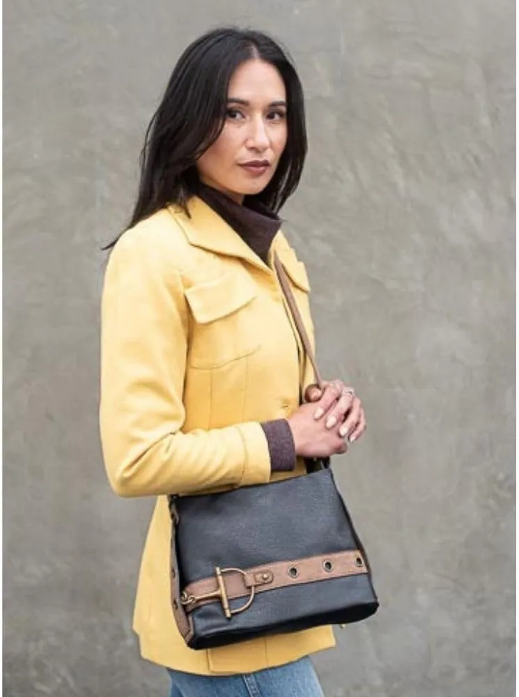 Liz Soto Anna Womens Crossbody Purse - Vegan Leather Over the Shoulder Bags for Women with Horsebit Brass Details