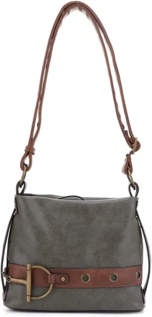 Liz Soto Anna Womens Crossbody Purse - Vegan Leather Over the Shoulder Bags for Women with Horsebit Brass Details