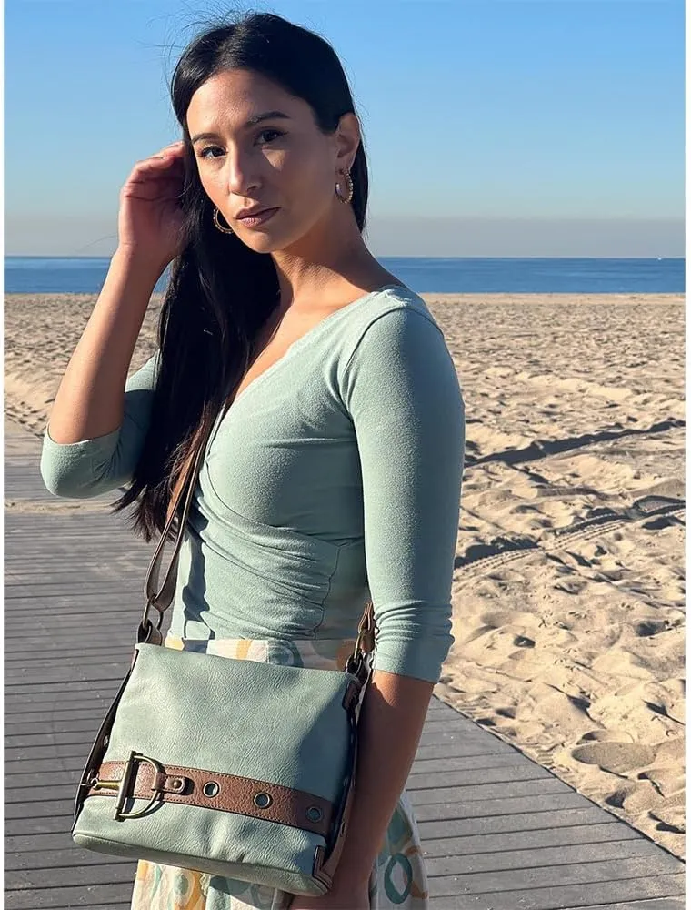 Liz Soto Anna Womens Crossbody Purse - Vegan Leather Over the Shoulder Bags for Women with Horsebit Brass Details