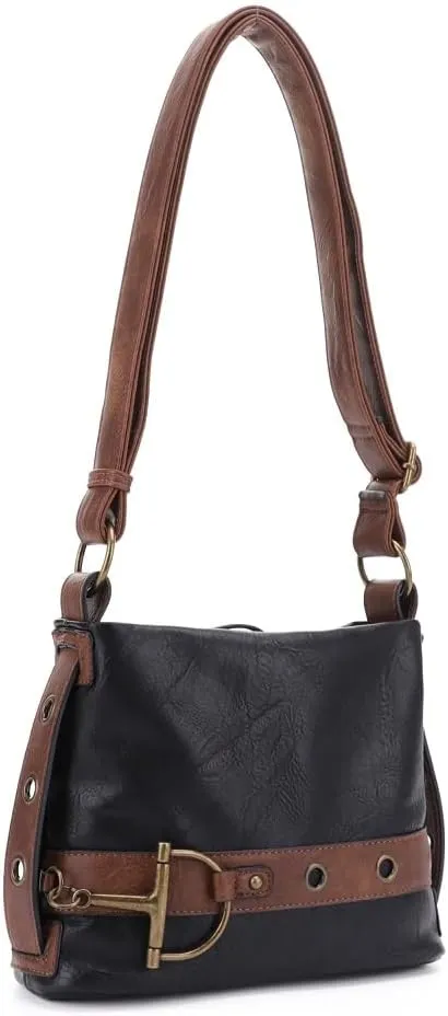 Liz Soto Anna Womens Crossbody Purse - Vegan Leather Over the Shoulder Bags for Women with Horsebit Brass Details
