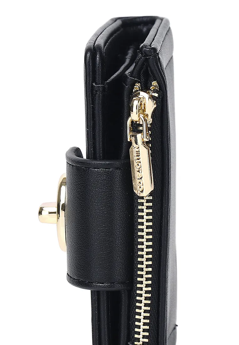 Lizzy Turn-Lock Top Zip Mini Wallet (Black)