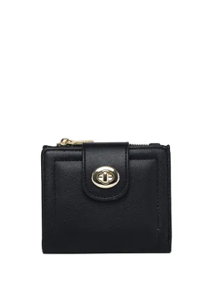 Lizzy Turn-Lock Top Zip Mini Wallet (Black)