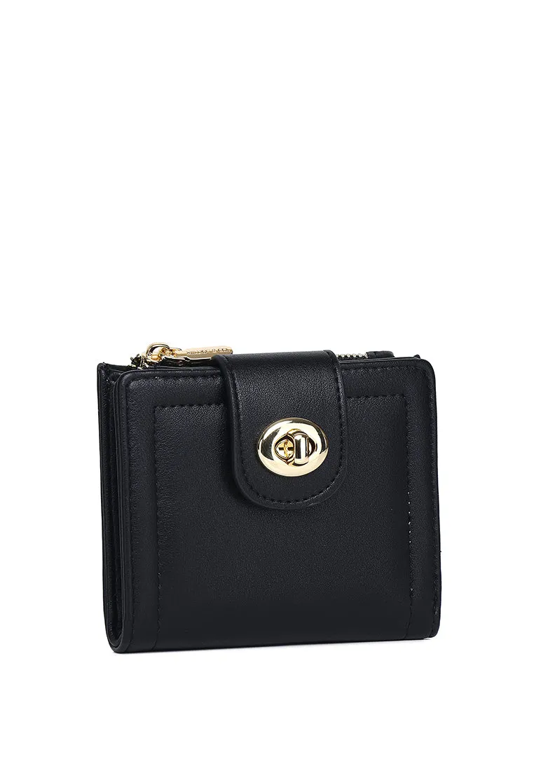 Lizzy Turn-Lock Top Zip Mini Wallet (Black)