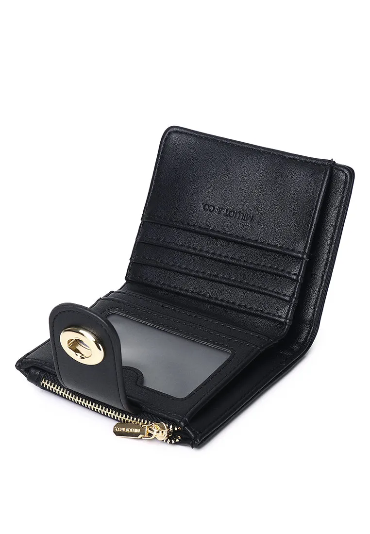 Lizzy Turn-Lock Top Zip Mini Wallet (Black)