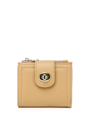 Lizzy Turn-Lock Top Zip Mini Wallet (Burlywood)