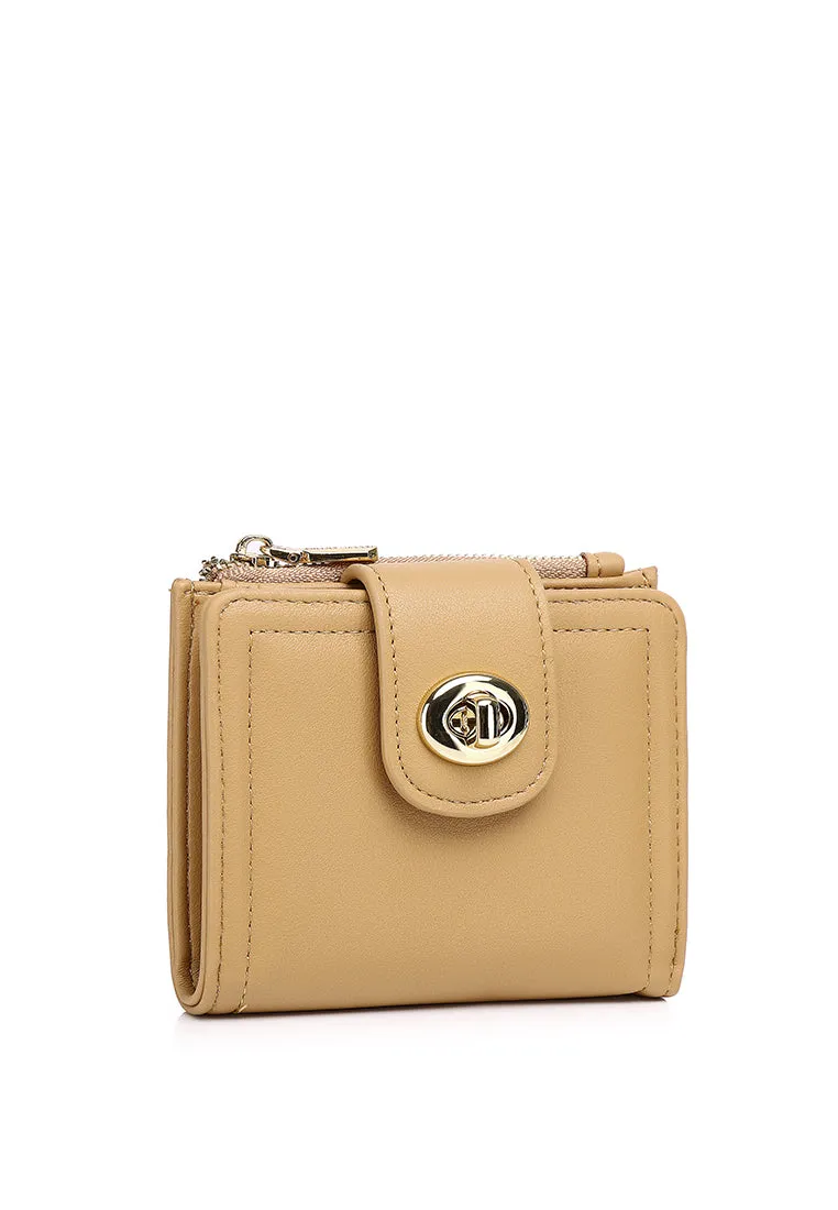 Lizzy Turn-Lock Top Zip Mini Wallet (Burlywood)