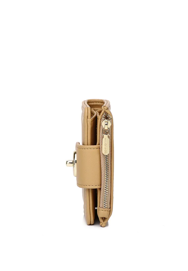 Lizzy Turn-Lock Top Zip Mini Wallet (Burlywood)