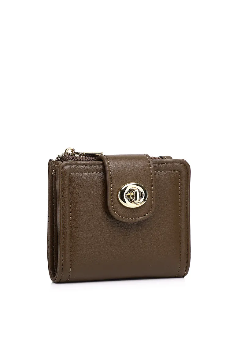 Lizzy Turn-Lock Top Zip Mini Wallet (Coffee)