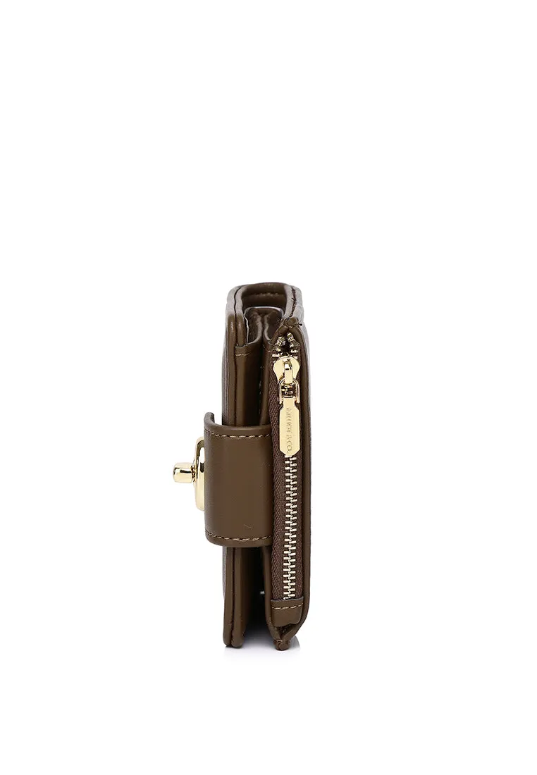 Lizzy Turn-Lock Top Zip Mini Wallet (Coffee)
