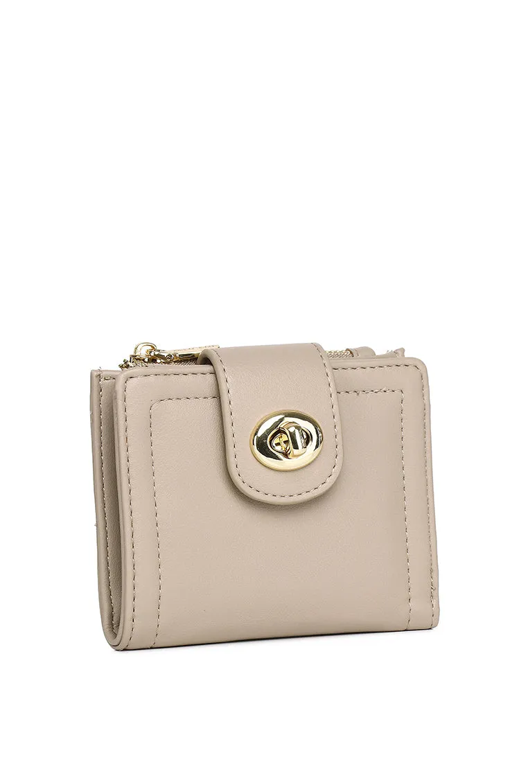 Lizzy Turn-Lock Top Zip Mini Wallet (Smoke)