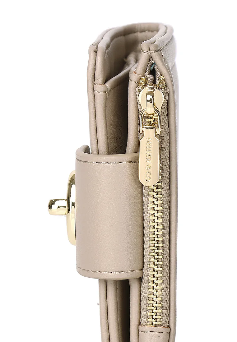 Lizzy Turn-Lock Top Zip Mini Wallet (Smoke)