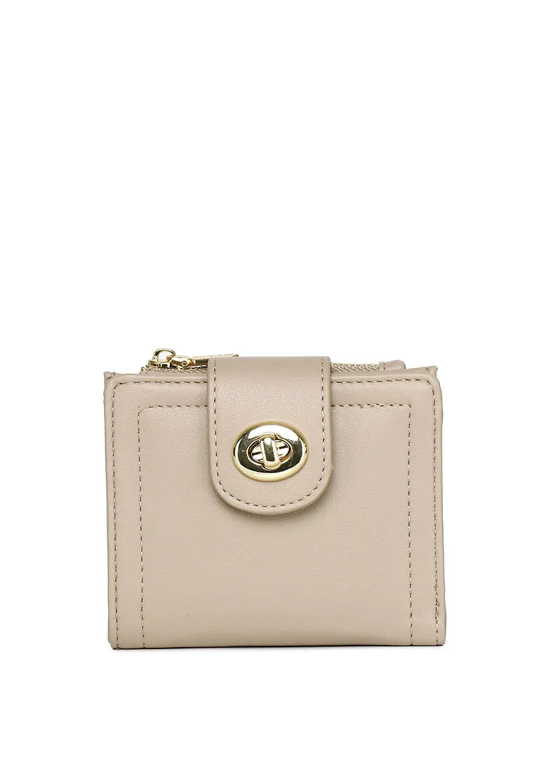 Lizzy Turn-Lock Top Zip Mini Wallet (Smoke)